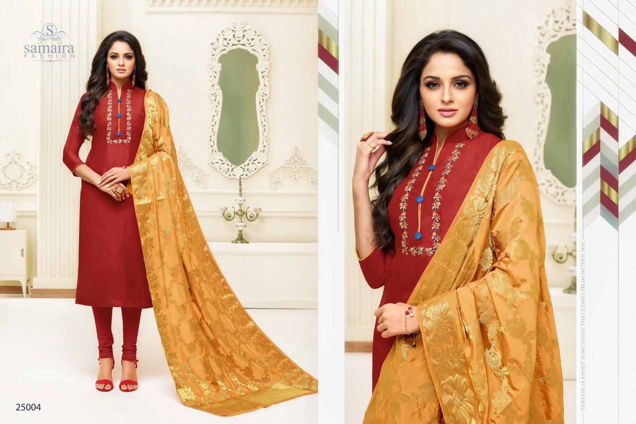 Saaho By Samaira Fashion 25002 To 25007 Beautiful Collection Suits Stylish Fancy Colorful Casual Wear & Ethnic Wear Upada Silk With Embroidery Work Dresses At Wholesale Price