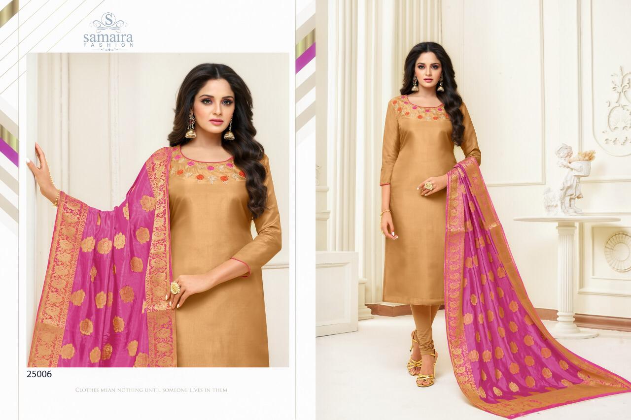 Saaho By Samaira Fashion 25002 To 25007 Beautiful Collection Suits Stylish Fancy Colorful Casual Wear & Ethnic Wear Upada Silk With Embroidery Work Dresses At Wholesale Price