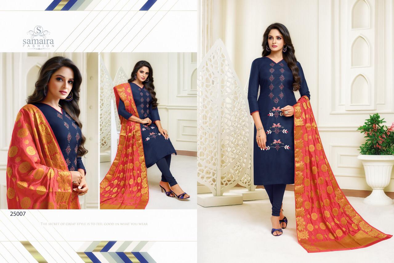 Saaho By Samaira Fashion 25002 To 25007 Beautiful Collection Suits Stylish Fancy Colorful Casual Wear & Ethnic Wear Upada Silk With Embroidery Work Dresses At Wholesale Price