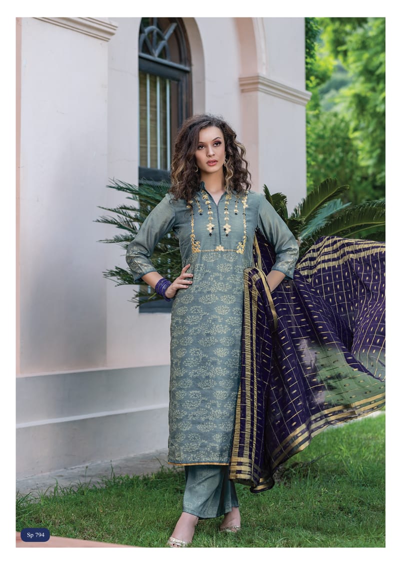 Saarthi By Sri 789 To 796 Series Beautiful Collection Suits Stylish Fancy Colorful Party Wear & Ethnic Wear Chanderi Silk Printed Dresses At Wholesale Price
