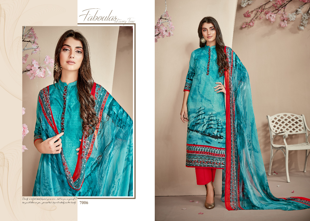 Sabrina By Shri Vijay 7001 To 7008 Series Beautiful Suits Stylish Colorful Fancy Casual Wear & Ethnic Wear Pure Cambric Cotton Printed Dresses At Wholesale Price