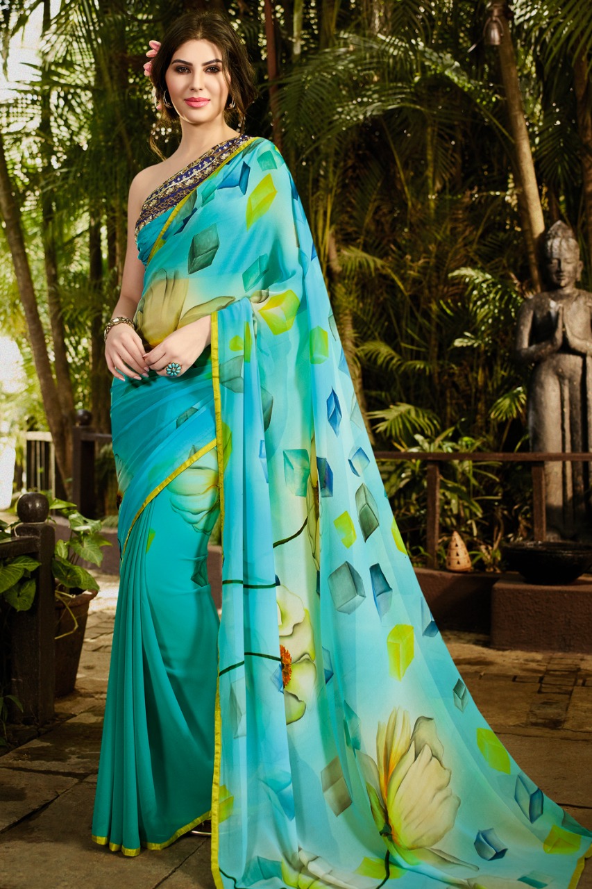 Sabya By Sanskar Tex Print Indian Traditional Wear Collection Beautiful Stylish Fancy Colorful Party Wear & Occasional Wear Georgette Printed Sarees At Wholesale Price