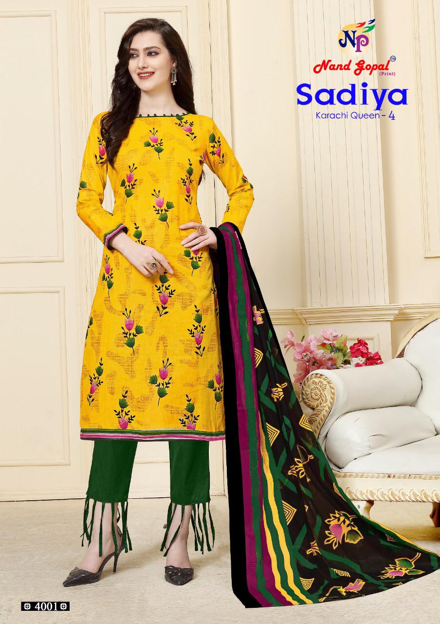 Sadia Karachi Queen Vol-4 By Nand Gopal Print 4001 To 4010 Series Stylish Fancy Beautiful Colorful Casual Wear & Ethnic Wear Pure Cotton Printed Dresses At Wholesale Price