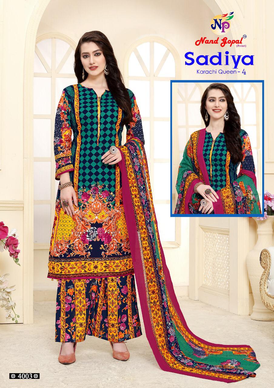 Sadia Karachi Queen Vol-4 By Nand Gopal Print 4001 To 4010 Series Stylish Fancy Beautiful Colorful Casual Wear & Ethnic Wear Pure Cotton Printed Dresses At Wholesale Price