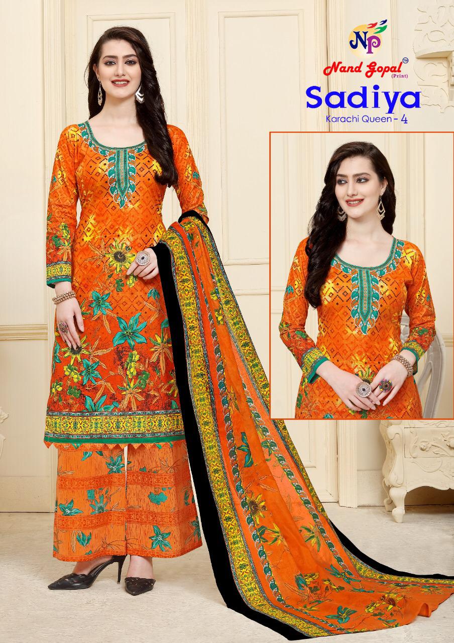 Sadia Karachi Queen Vol-4 By Nand Gopal Print 4001 To 4010 Series Stylish Fancy Beautiful Colorful Casual Wear & Ethnic Wear Pure Cotton Printed Dresses At Wholesale Price