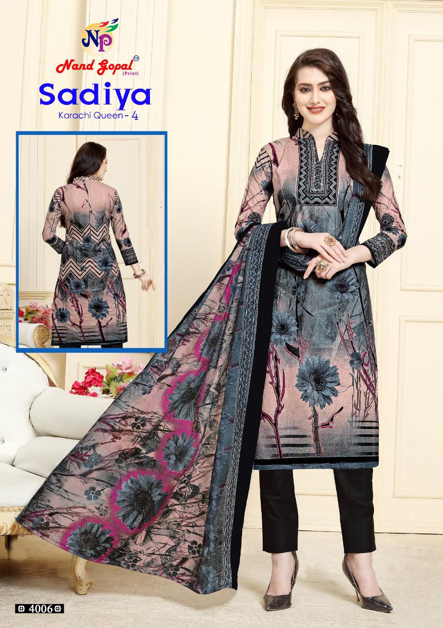 Sadia Karachi Queen Vol-4 By Nand Gopal Print 4001 To 4010 Series Stylish Fancy Beautiful Colorful Casual Wear & Ethnic Wear Pure Cotton Printed Dresses At Wholesale Price