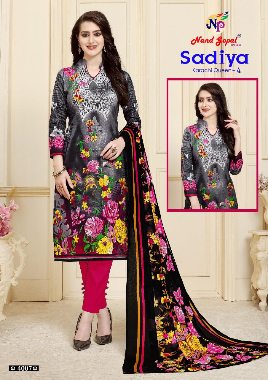 Sadia Karachi Queen Vol-4 By Nand Gopal Print 4001 To 4010 Series Stylish Fancy Beautiful Colorful Casual Wear & Ethnic Wear Pure Cotton Printed Dresses At Wholesale Price