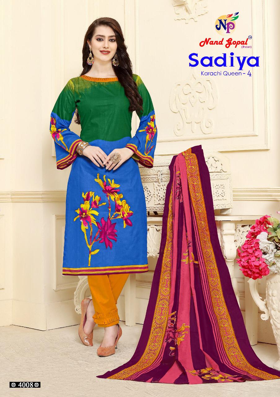 Sadia Karachi Queen Vol-4 By Nand Gopal Print 4001 To 4010 Series Stylish Fancy Beautiful Colorful Casual Wear & Ethnic Wear Pure Cotton Printed Dresses At Wholesale Price