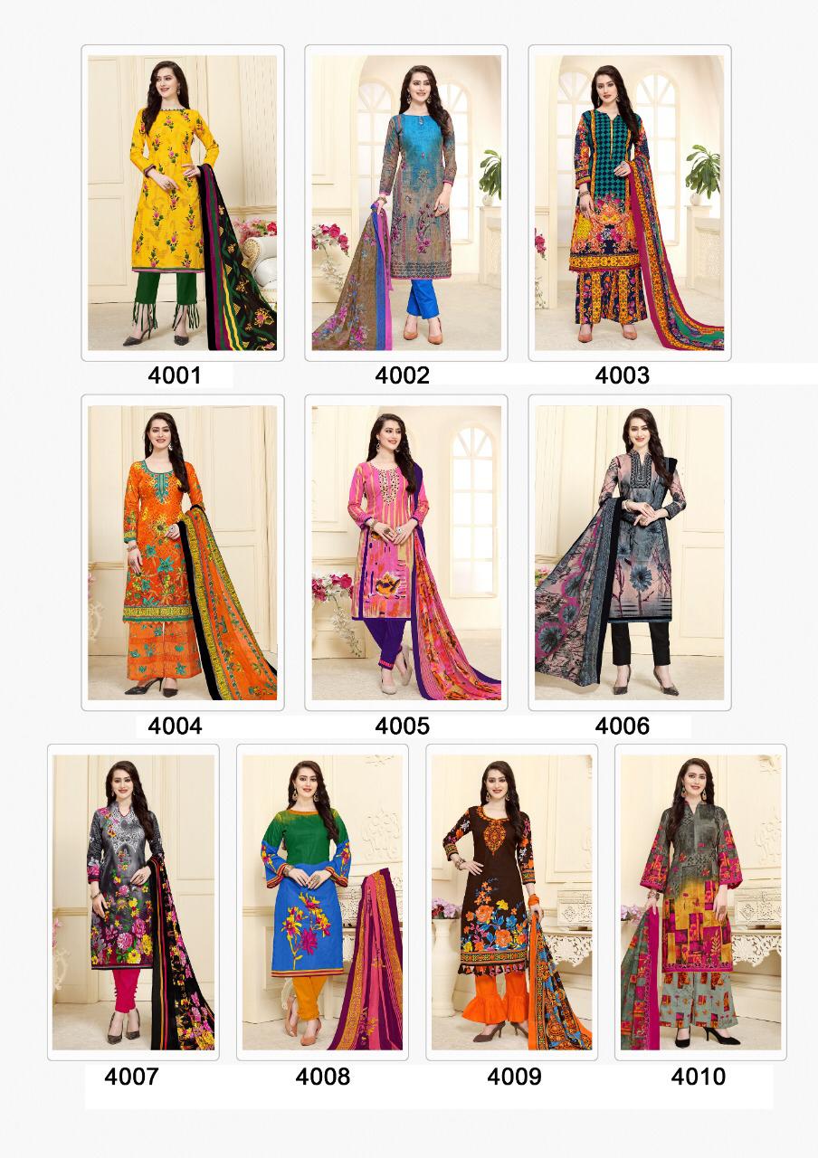 Sadia Karachi Queen Vol-4 By Nand Gopal Print 4001 To 4010 Series Stylish Fancy Beautiful Colorful Casual Wear & Ethnic Wear Pure Cotton Printed Dresses At Wholesale Price