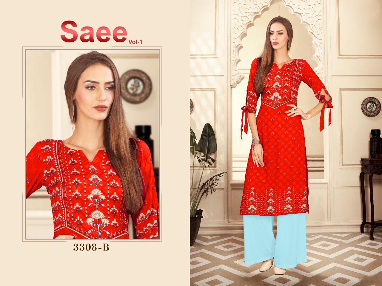 Saee Vol-1 By Ram Fashion 3301-a To 3310-b Series Beautiful Stylish Fancy Colorful Casual Wear & Ethnic Wear & Ready To Wear Rayon Cotton Digital Printed Kurtis With Bottom At Wholesale Price