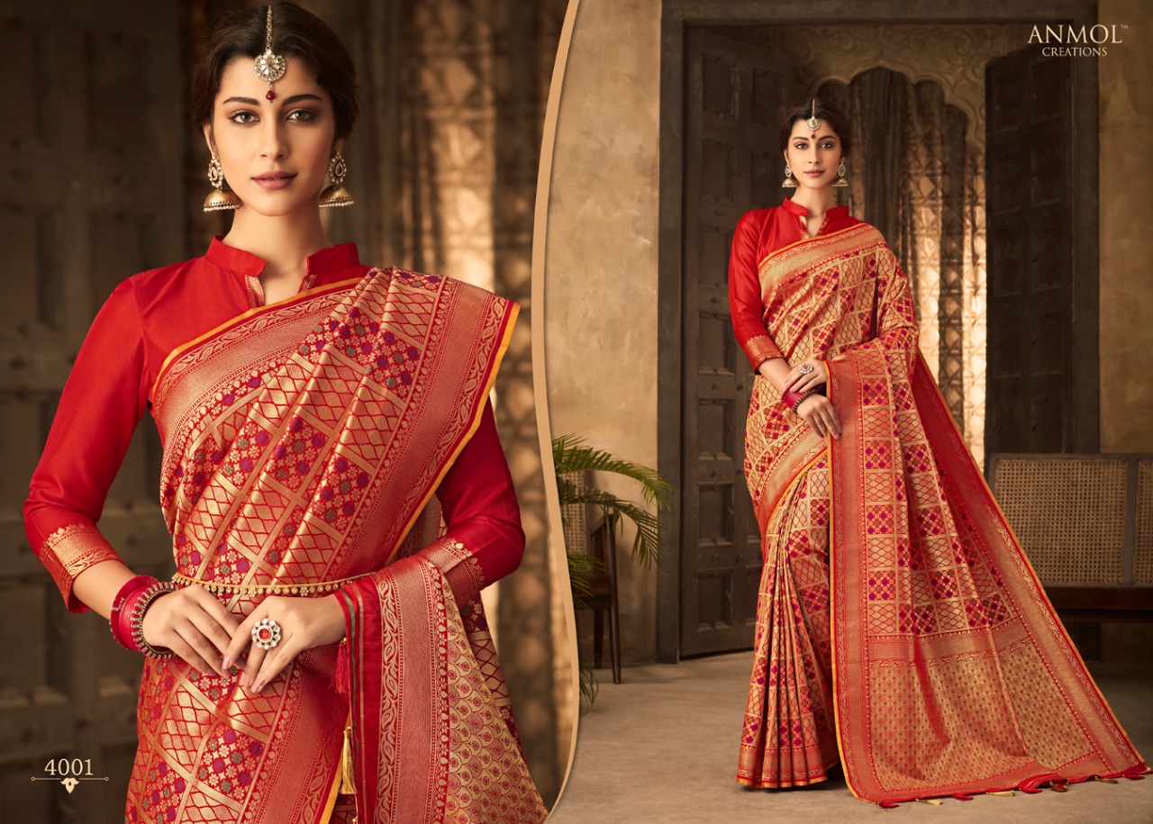 Saffire By Anmol Creation 4001 To 4010 Series Indian Traditional Wear Collection Beautiful Stylish Fancy Colorful Party Wear & Occasional Wear Silk Reach Pallu Sarees At Wholesale Price