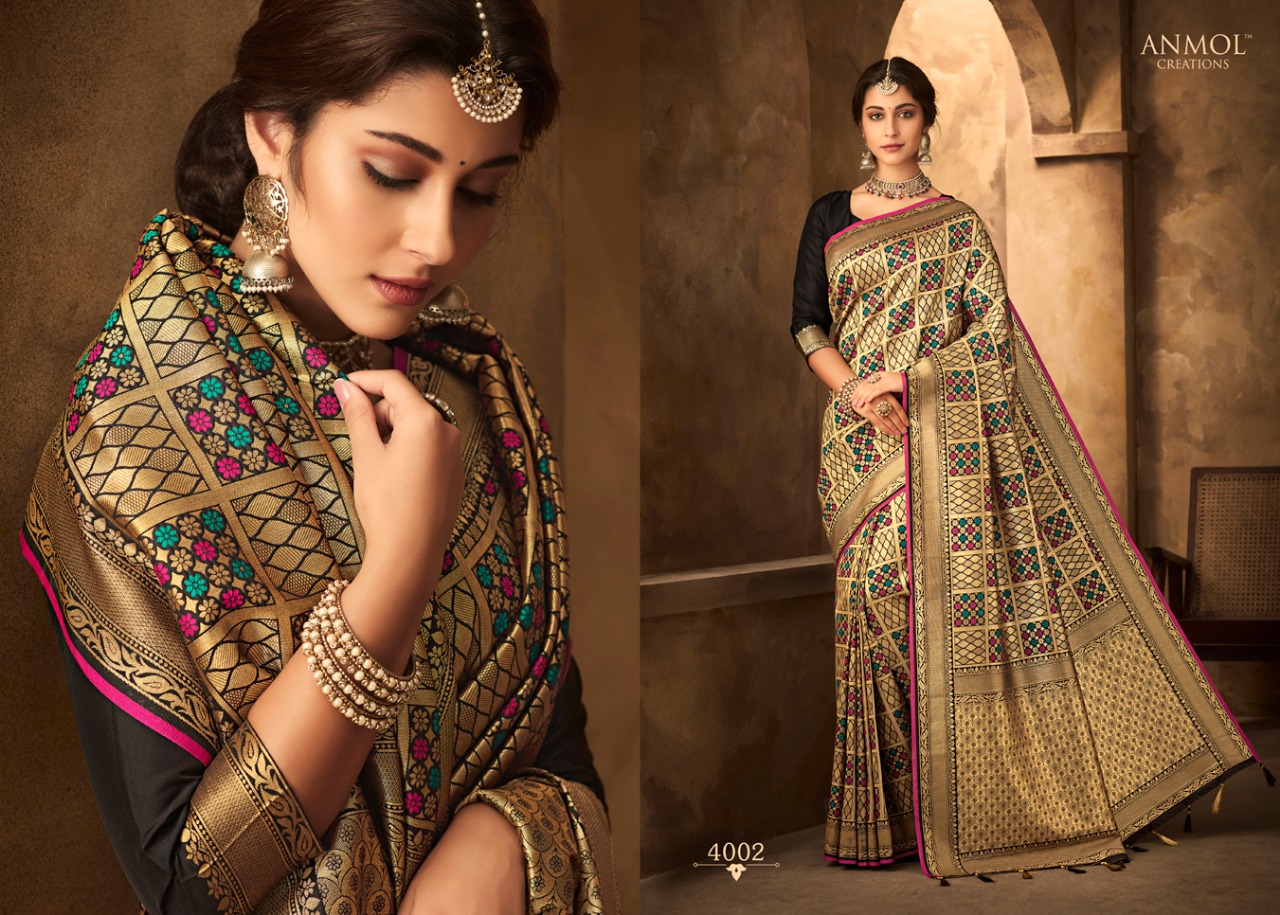 Saffire By Anmol Creation 4001 To 4010 Series Indian Traditional Wear Collection Beautiful Stylish Fancy Colorful Party Wear & Occasional Wear Silk Reach Pallu Sarees At Wholesale Price