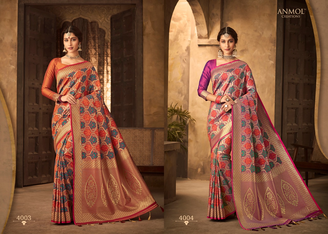 Saffire By Anmol Creation 4001 To 4010 Series Indian Traditional Wear Collection Beautiful Stylish Fancy Colorful Party Wear & Occasional Wear Silk Reach Pallu Sarees At Wholesale Price