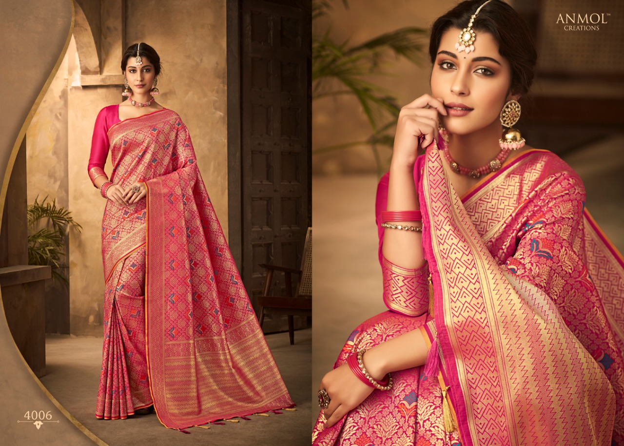 Saffire By Anmol Creation 4001 To 4010 Series Indian Traditional Wear Collection Beautiful Stylish Fancy Colorful Party Wear & Occasional Wear Silk Reach Pallu Sarees At Wholesale Price