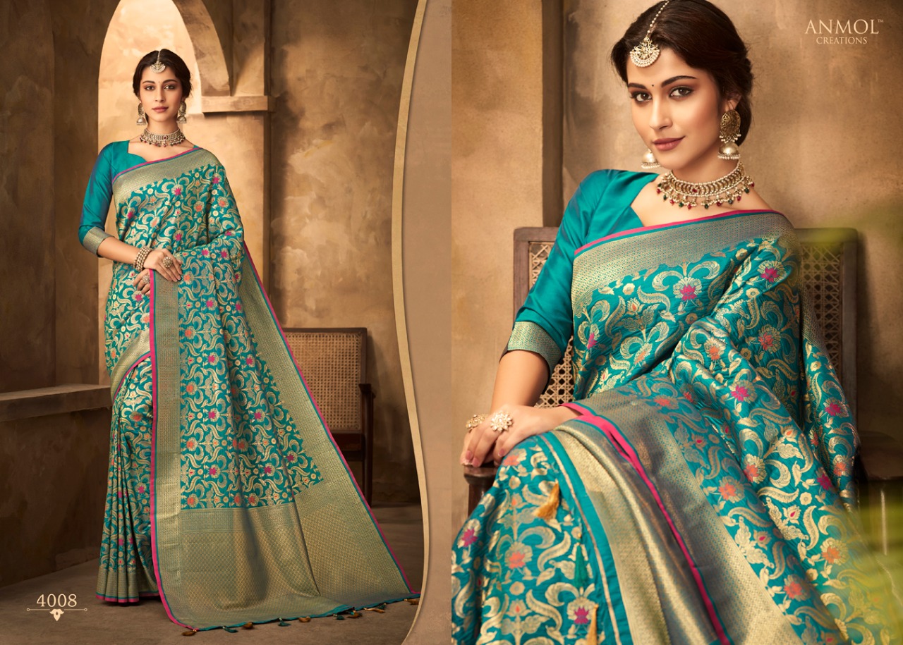 Saffire By Anmol Creation 4001 To 4010 Series Indian Traditional Wear Collection Beautiful Stylish Fancy Colorful Party Wear & Occasional Wear Silk Reach Pallu Sarees At Wholesale Price