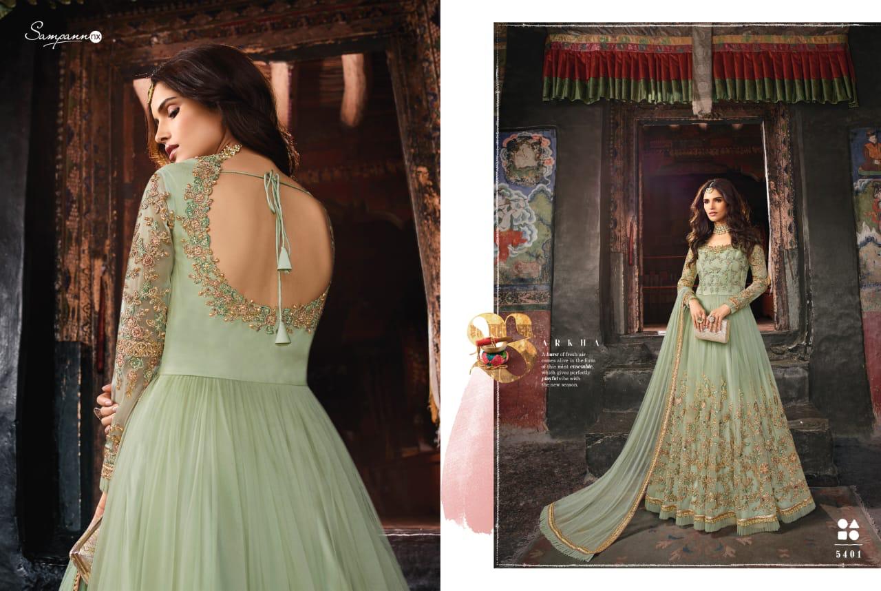 Saga Vol-4 By Sampann Nx 5401 To 5408 Series Anarkali Designer Beautiful Suits Colorful Stylish Fancy Casual Wear & Ethnic Wear Net/tafeta Dresses At Wholesale Price
