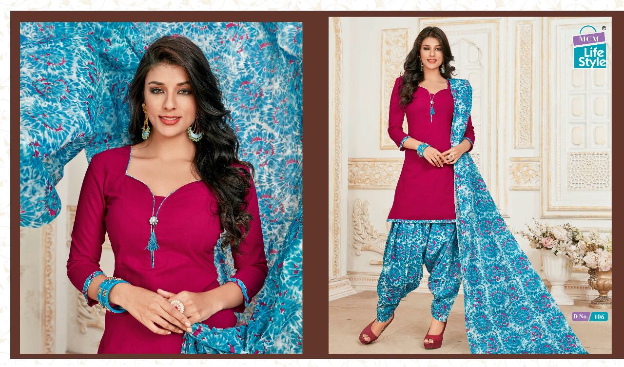 Saheli Vol-6 By Mcm Lifestyle 101 To 115 Series Patiyala Suits Beautiful Stylish Fancy Colorful Casual Wear & Ethnic Wear Pure Cotton Printed Dresses At Wholesale Price