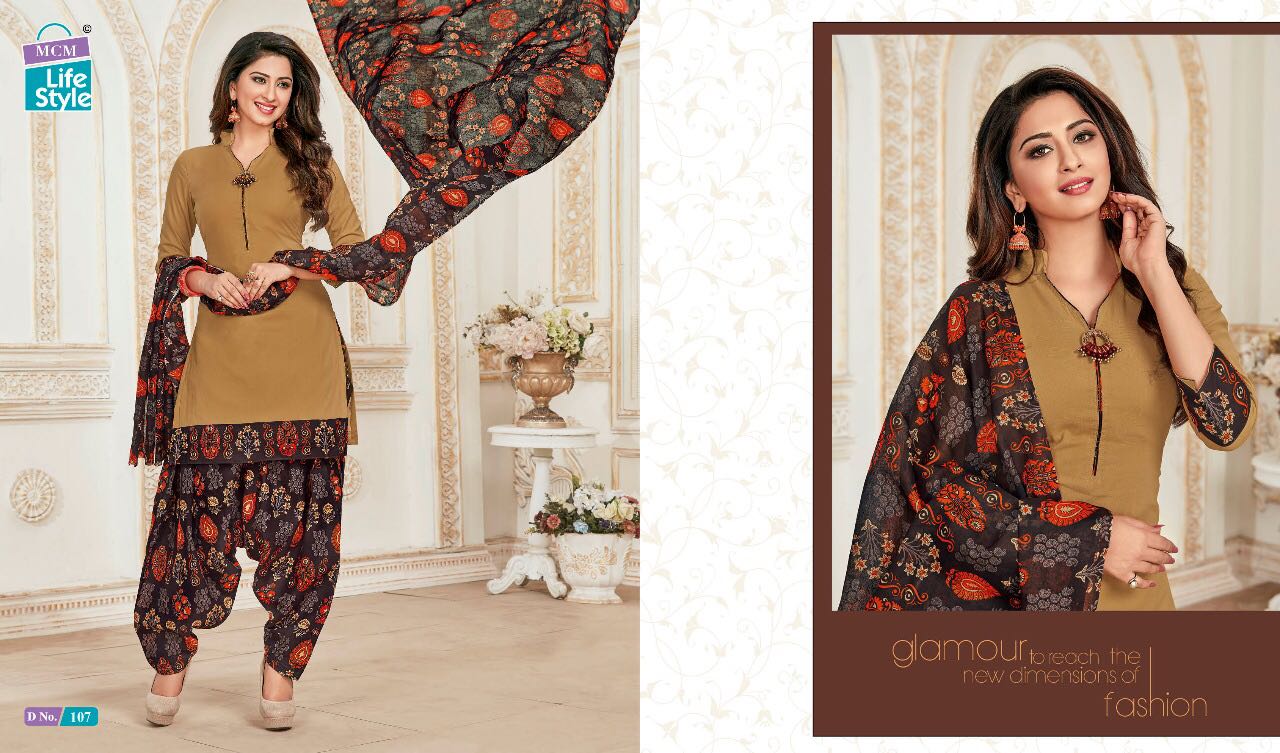 Saheli Vol-6 By Mcm Lifestyle 101 To 115 Series Patiyala Suits Beautiful Stylish Fancy Colorful Casual Wear & Ethnic Wear Pure Cotton Printed Dresses At Wholesale Price