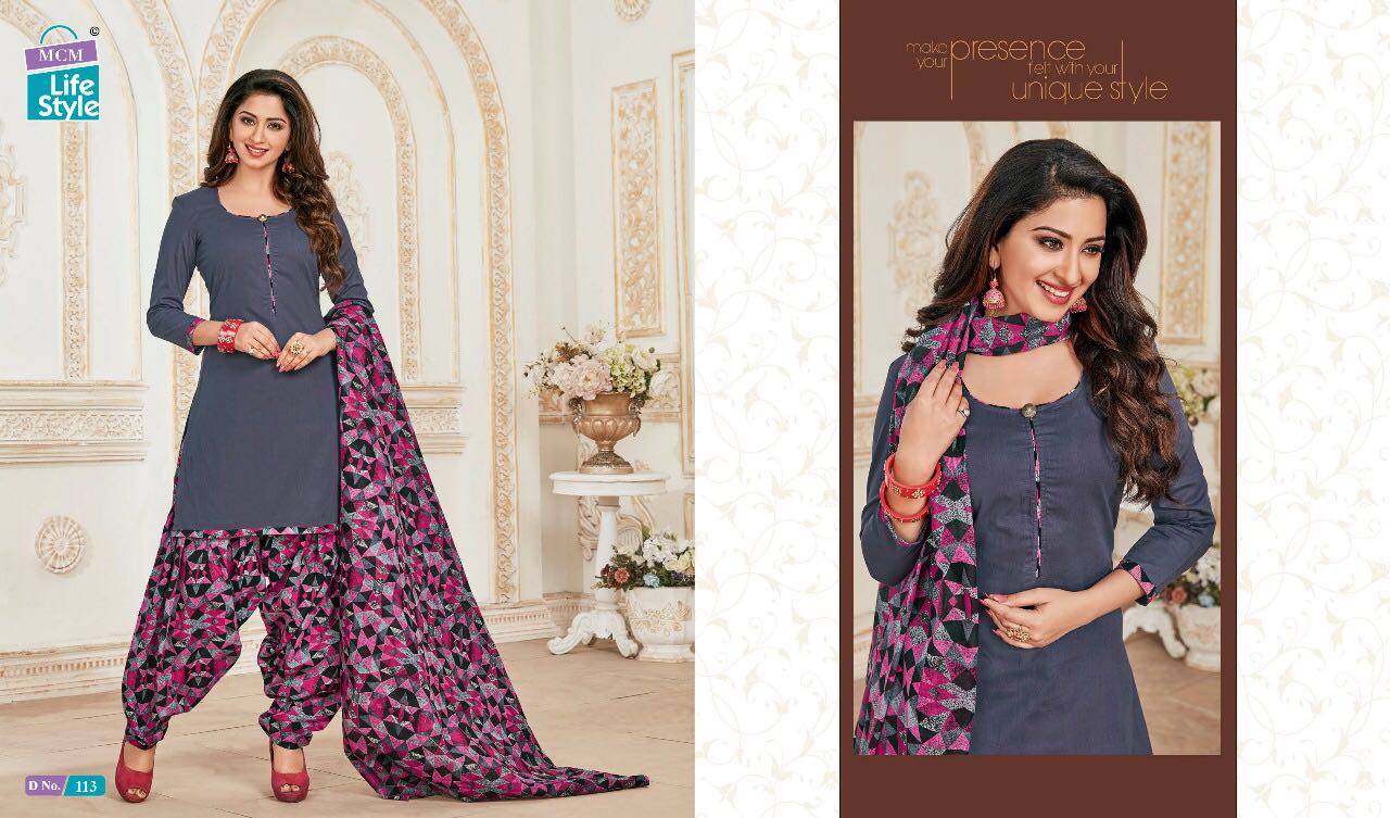 Saheli Vol-6 By Mcm Lifestyle 101 To 115 Series Patiyala Suits Beautiful Stylish Fancy Colorful Casual Wear & Ethnic Wear Pure Cotton Printed Dresses At Wholesale Price