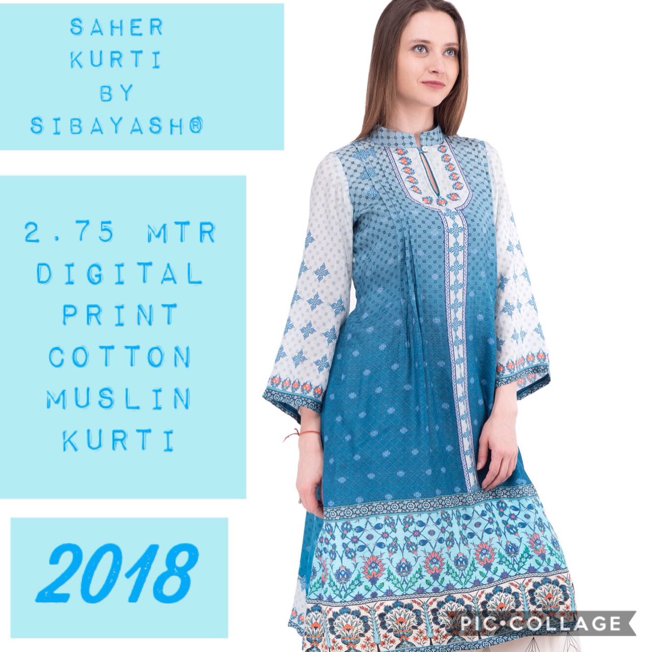 Saher By Sibayash 01 To 05 Series Designer Pakistani Style Beautiful Stylish Fancy Colorful Party Wear & Ethnic Wear Pure Digital Cotton Muslin Kurtis At Wholesale Price