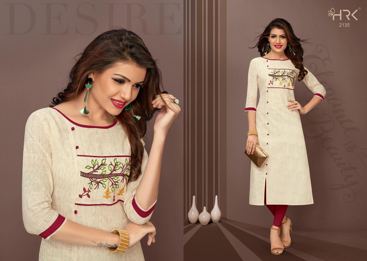 Saisha Vol-2 By Hrk 2134 To 2139 Beautiful Stylish Colorful Fancy Party Wear & Ethnic Wear & Ready To Wear Cotton Mix With Embroidery Work Kurtis At Wholesale Price