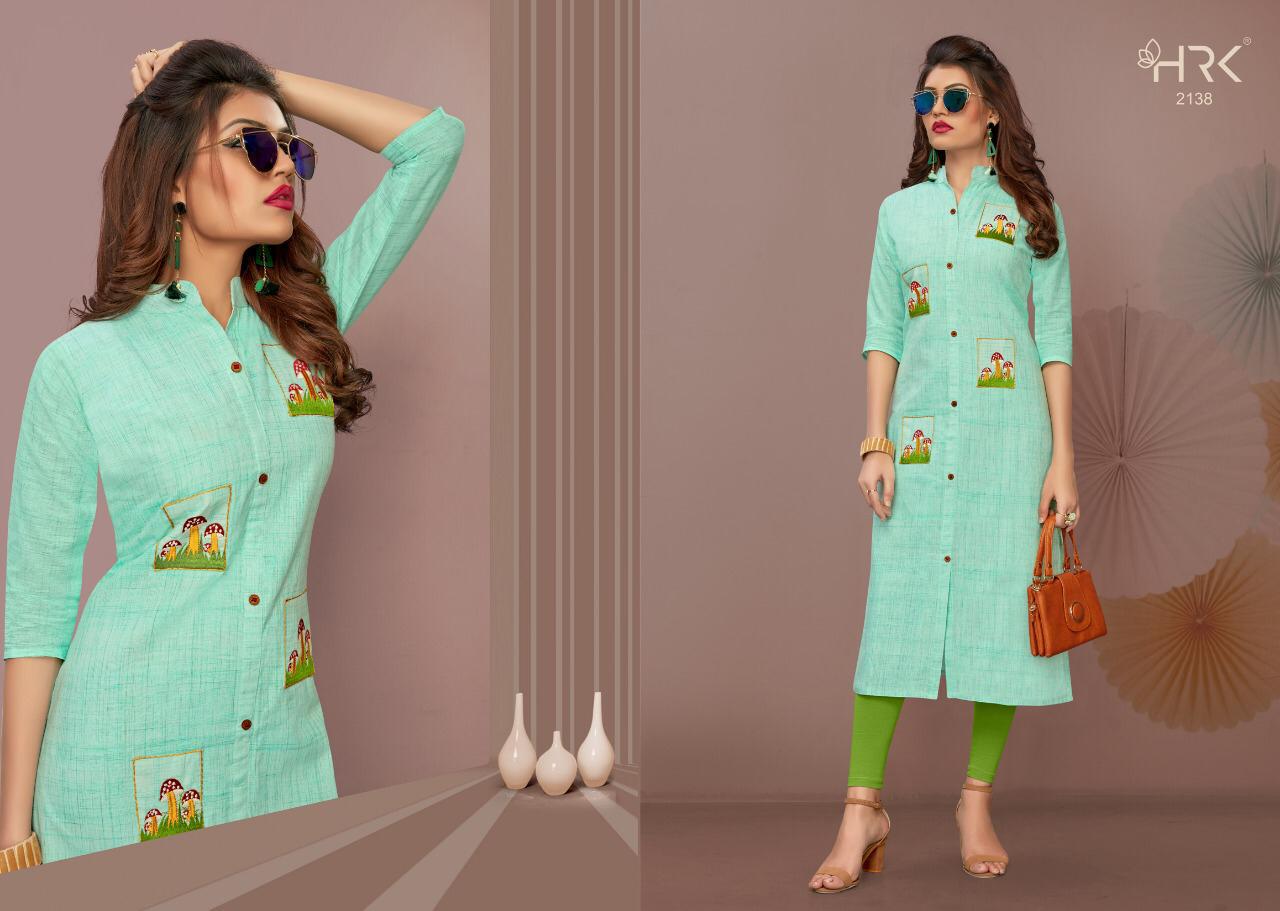 Saisha Vol-2 By Hrk 2134 To 2139 Beautiful Stylish Colorful Fancy Party Wear & Ethnic Wear & Ready To Wear Cotton Mix With Embroidery Work Kurtis At Wholesale Price