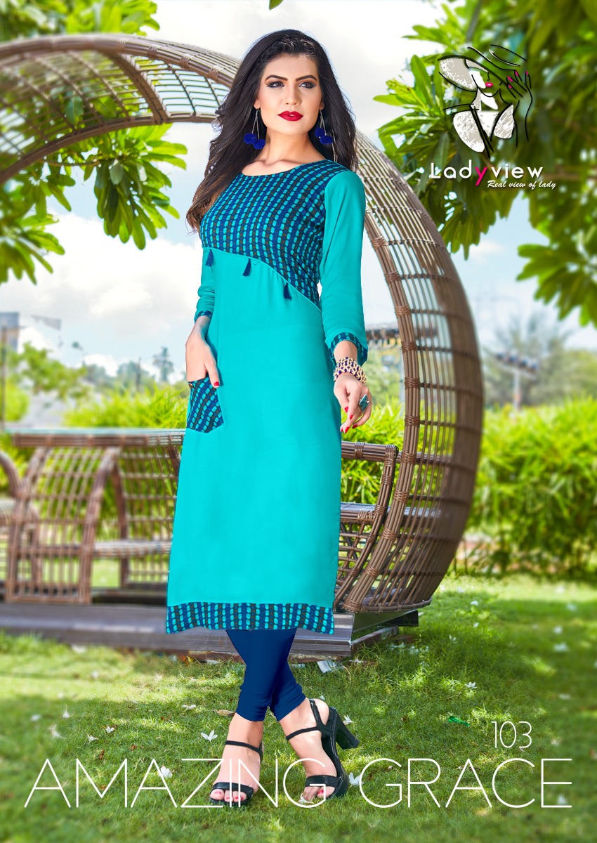 Saisha By Lady View 101 To 108 Series Stylish Beautiful Fancy Colorful Casual Wear & Ethnic Wear Heavy Rayon Printed Kurtis At Wholesale Price