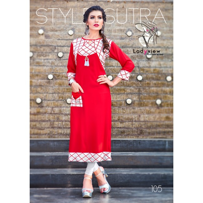 Saisha By Lady View 101 To 108 Series Stylish Beautiful Fancy Colorful Casual Wear & Ethnic Wear Heavy Rayon Printed Kurtis At Wholesale Price