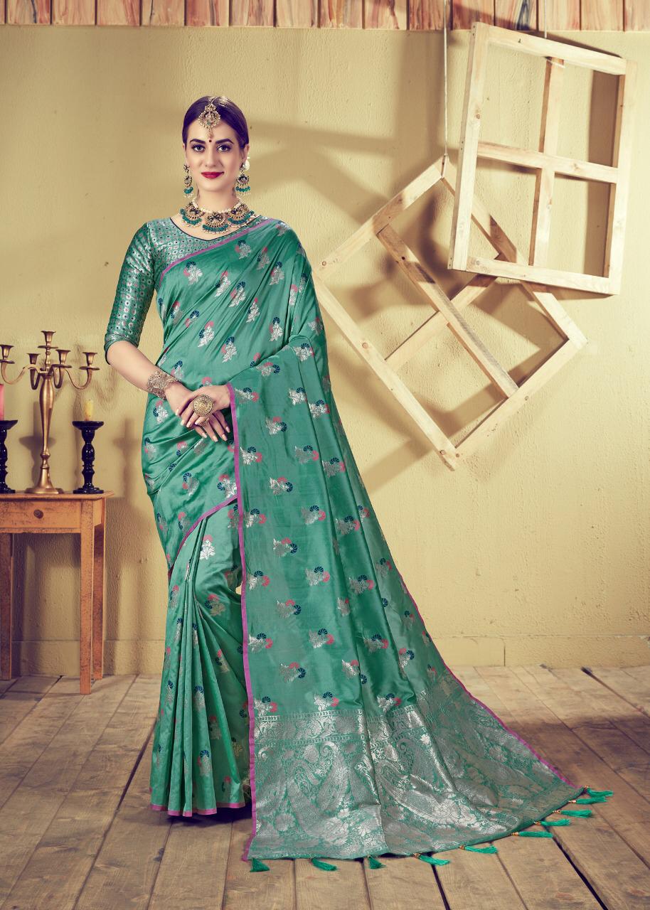 Sakhi By Kianaa Fashion 117 To 124 Series Indian Traditional Wear Collection Beautiful Stylish Fancy Colorful Party Wear & Occasional Wear Dyed Silk Meena Printed Sarees At Wholesale Price