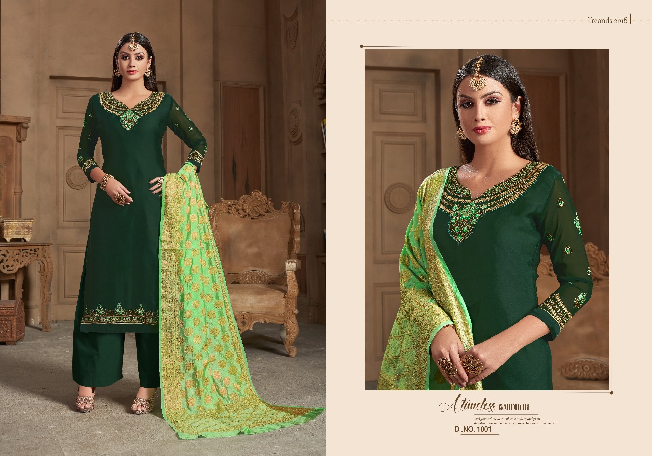Sakina Vol-5 By One Choice 1001 To 1005 Series Beautiful Collection Suits Stylish Fancy Colorful Party Wear & Ethnic Wear Satin Georgette With Work Dresses At Wholesale Price