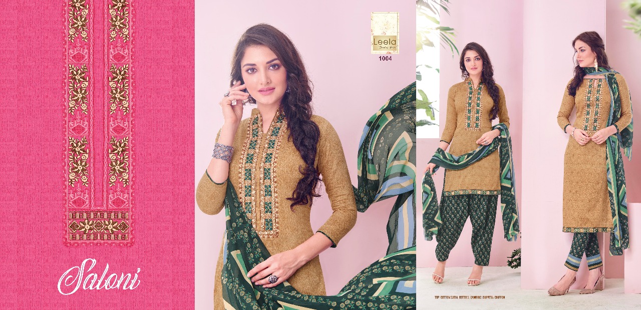 Saloni By Leela 1001 To 1006 Series Beautiful Stylish Fancy Colorful Casual Wear & Ethnic Wear Cotton Satin Printed Dresses At Wholesale Price