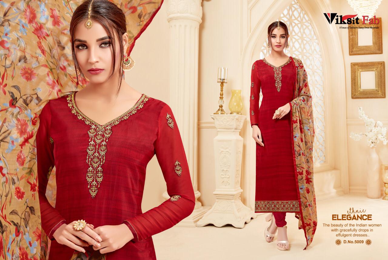 Samaira Vol-5 By Viksit Fab 5001 To 5012 Series Beautiful Suits Stylish Fancy Colorful Party Wear & Ethnic Wear Heavy French Crepe Embroidered Dresses At Wholesale Price