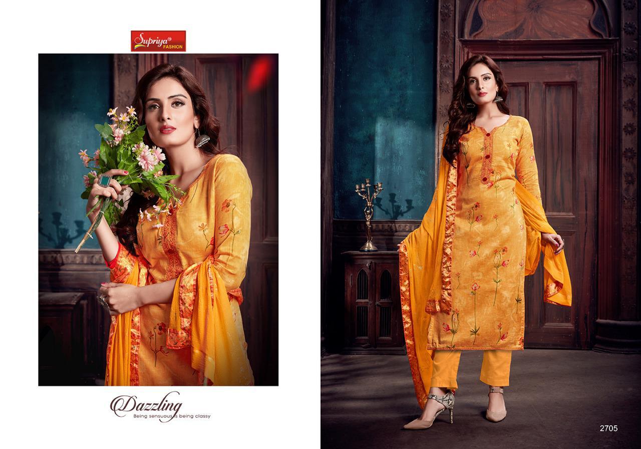 Sameera Vol-27 By Supriya Fashion 2701 To 2710 Series Beautiful Stylish Designer Printed And Embroidered Party Wear Occasional Wear Glace Cotton  With Embroidery Dresses At Wholesale Price