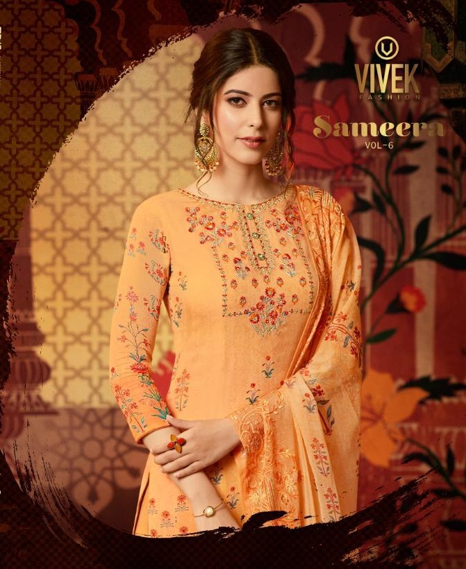 Sameera Vol-6 By Vivek Fashion 7601 To 7608 Series Indian Traditional Wear Collection Beautiful Stylish Fancy Colorful Party Wear & Occasional Wear Pure Georgette Embroidery Dresses At Wholesale Price