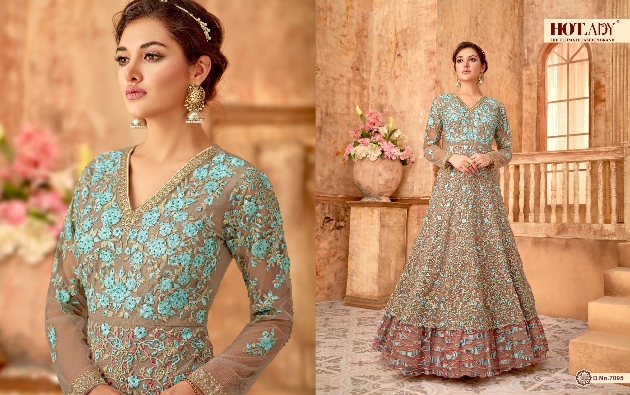 Sameera By Hot Lady 7091 To 7095 Series Beautiful Anarkali Embroidered Designer Stylish Colorful Ethnic Party Wear Occasional Wear Traditional Wear Velvet/georgette Dresses At Wholesale Price