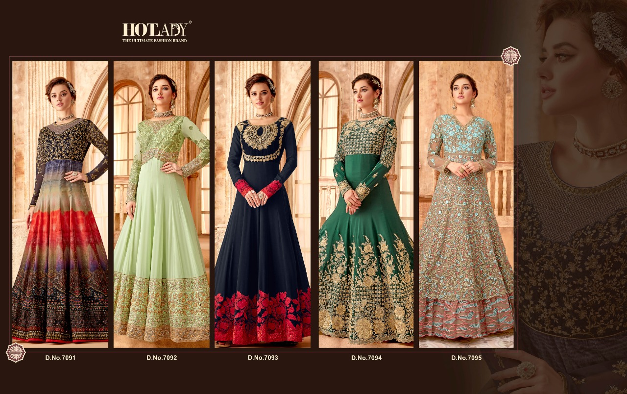 Sameera By Hot Lady 7091 To 7095 Series Beautiful Anarkali Embroidered Designer Stylish Colorful Ethnic Party Wear Occasional Wear Traditional Wear Velvet/georgette Dresses At Wholesale Price