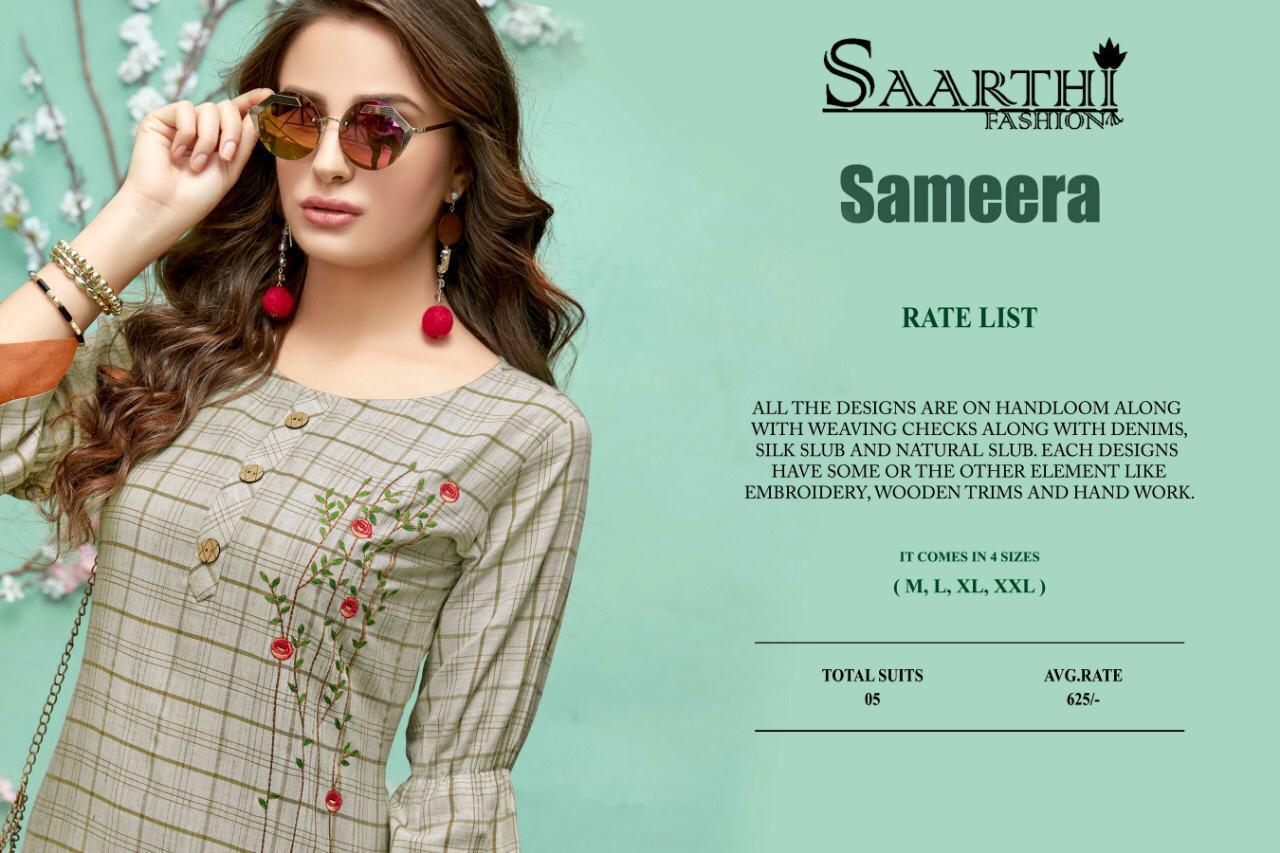 Sameera By Saarthi Fashion 178 To 182 Series Beautiful Colorful Stylish Fancy Casual Wear & Ethnic Wear & Ready To Wear Silk Slub Printed Kurtis At Wholesale Price
