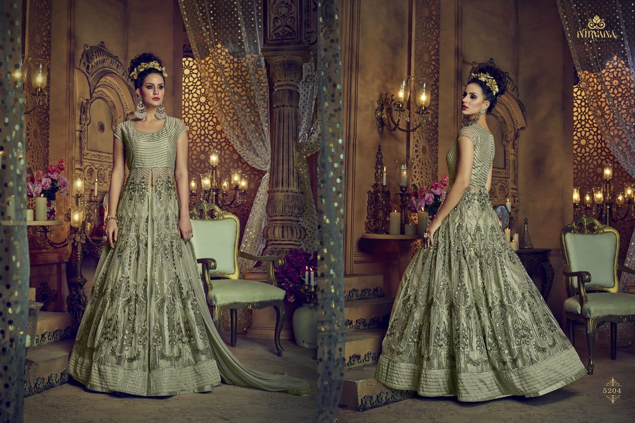 Sampann-2 By Nirvana Fashion 5201 To 5208 Series Bridal Wear Collection Designer Colorful Stylish Fancy Beautiful Party Wear & Occasional Wear Net & Silk Embroidered Dresses At Wholesale Price