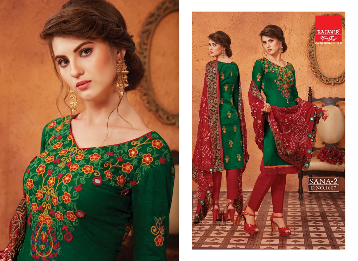 Sana Vol-2 By Rajavir Fashion Line 1800 To 1807 Series Beautiful Stylish Designer Embroidered Party Wear Glace Cotton Embroidered Dresses At Wholesale Price