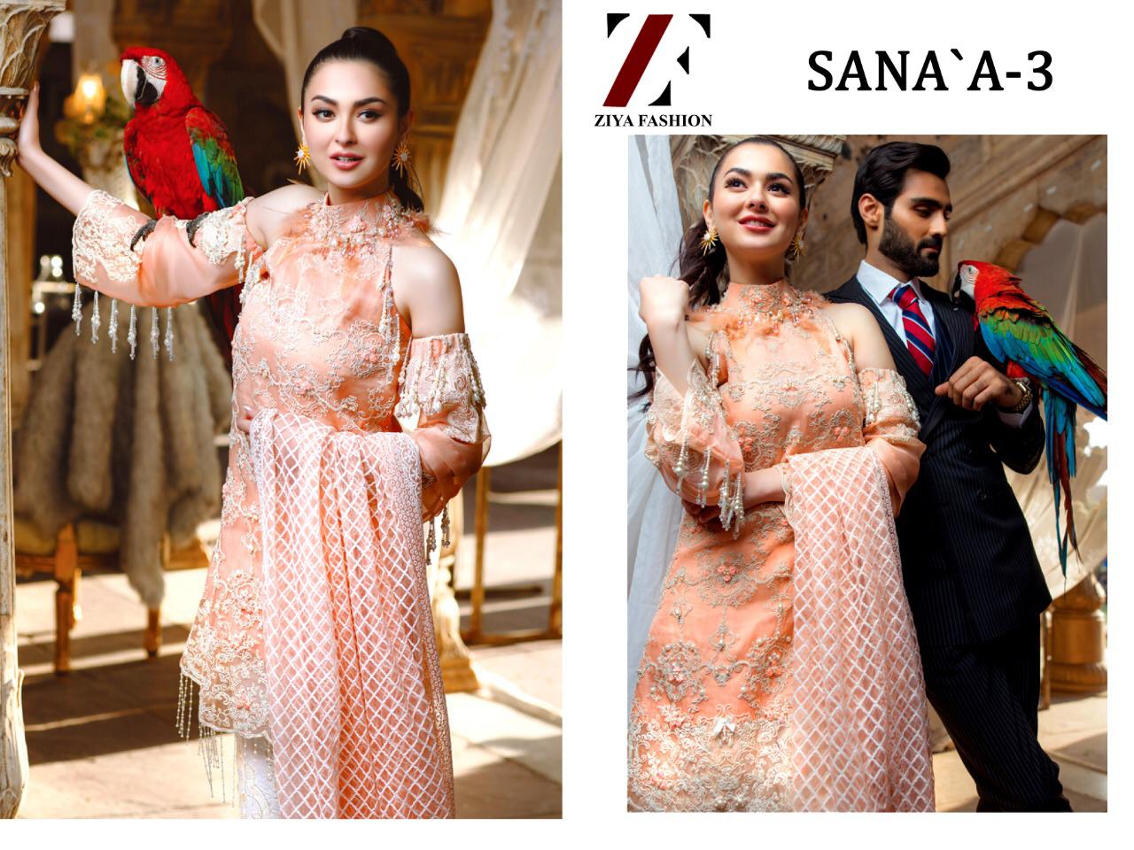 Sana Vol-3 By Ziya Fashion 3-a To 3-e Series Pakistani Traditional Wear Collection Beautiful Stylish Fancy Colorful Party Wear & Occasional Wear Net Embroidered Dress At Wholesale Price