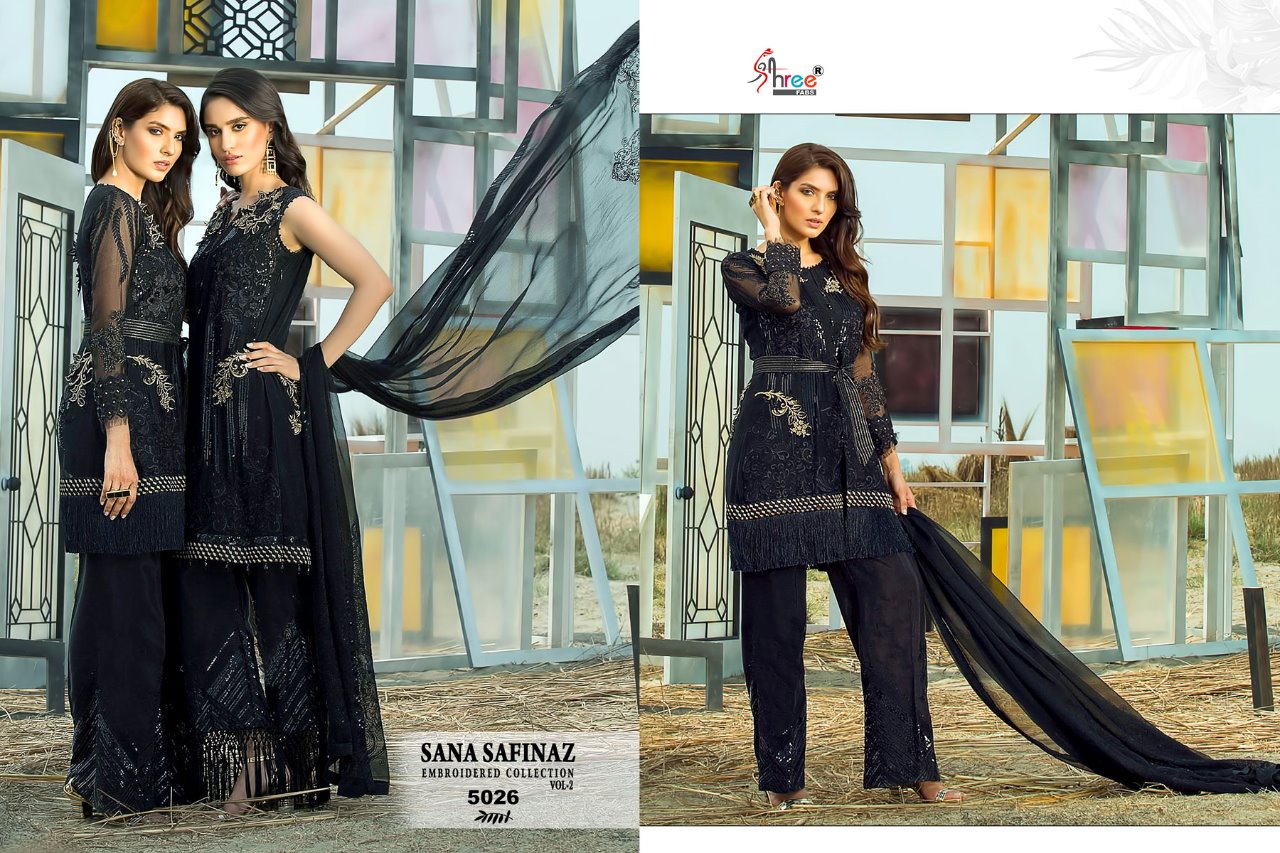 SANA SAFINAZ EMBROIDERED COLLECTION VOL 2 BY SHREE FABS 5021 TO 5027 SERIES PAKISTANI SUITS DESIGNER