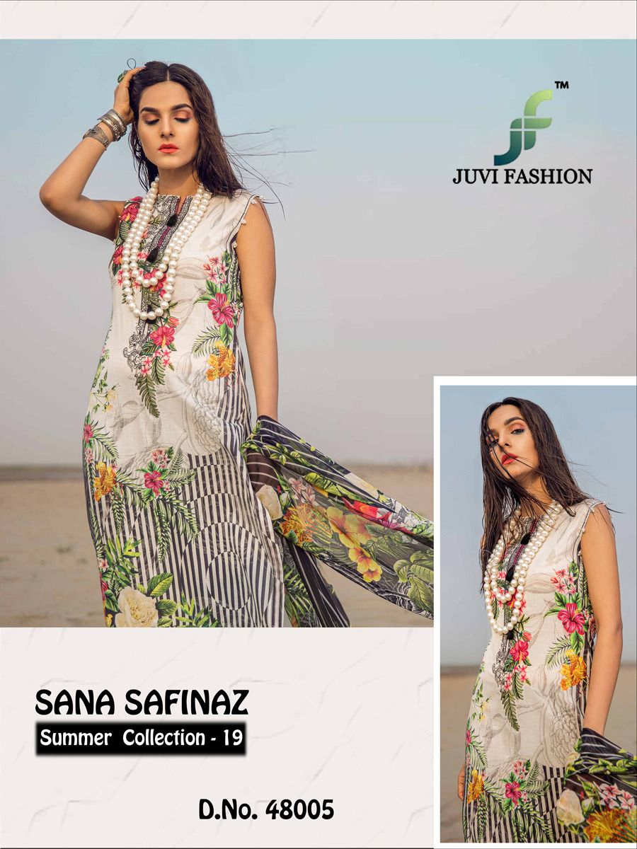 Sana Safinaz Summer Collection-19 By Juvi Fashion 48001 To 48007 Series Designer Pakistani Collection Suits Beautiful Stylish Fancy Colorful Party Wear & Occasional Wear Cotton Digital Print With Embroidery Dresses At Wholesale Price