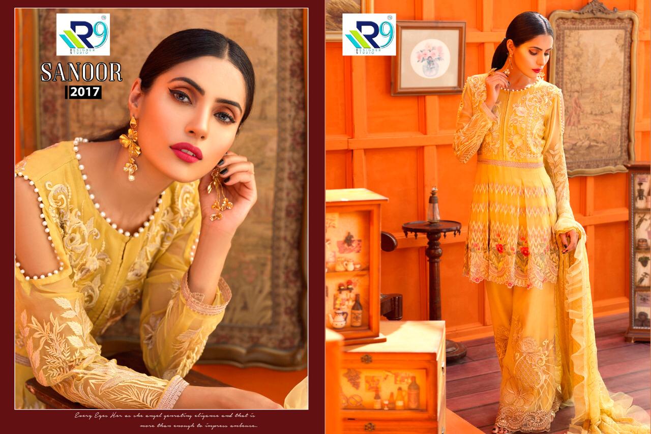 Sanoor By R9 2017 To 2022 Series Beautiful Pakistani Suits Stylish Fancy Colorful Party Wear & Ethnic Wear Georgette With Heavy Embroidered Dresses At Wholesale Price