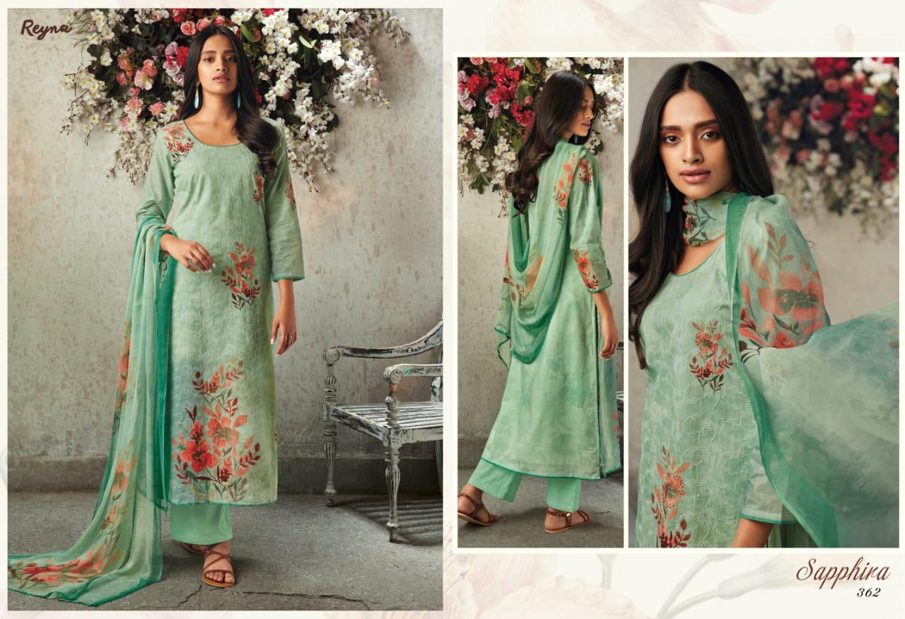 Sapphira By Reyna Fabric 361 To 367 Series Indian Traditional Wear Collection Beautiful Stylish Fancy Colorful Party Wear & Occasional Wear Lawn Cotton  With Embroidery And Digital Rpint Dress At Wholesale Price