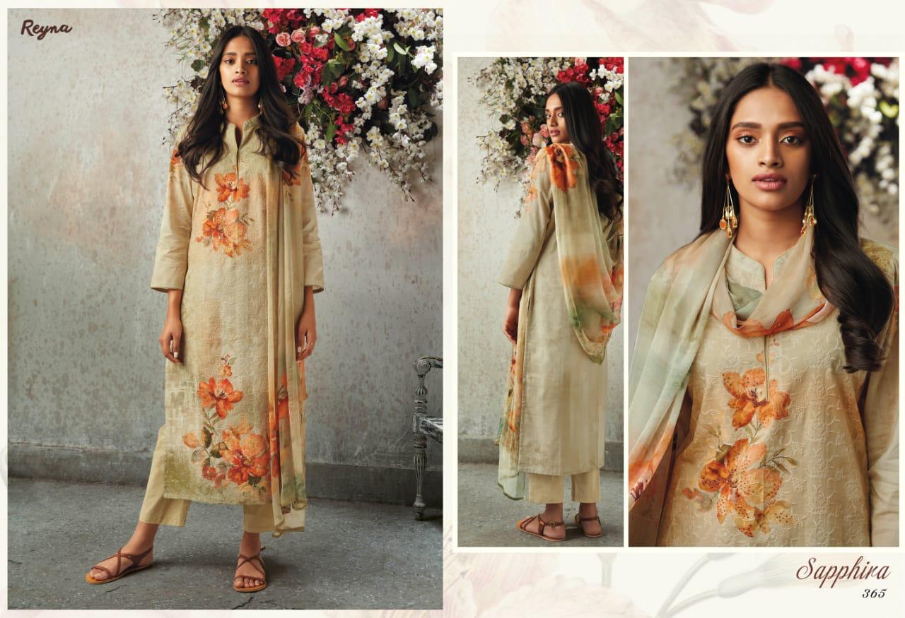 Sapphira By Reyna Fabric 361 To 367 Series Indian Traditional Wear Collection Beautiful Stylish Fancy Colorful Party Wear & Occasional Wear Lawn Cotton  With Embroidery And Digital Rpint Dress At Wholesale Price