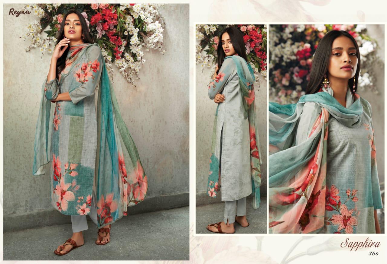 Sapphira By Reyna Fabric 361 To 367 Series Indian Traditional Wear Collection Beautiful Stylish Fancy Colorful Party Wear & Occasional Wear Lawn Cotton  With Embroidery And Digital Rpint Dress At Wholesale Price