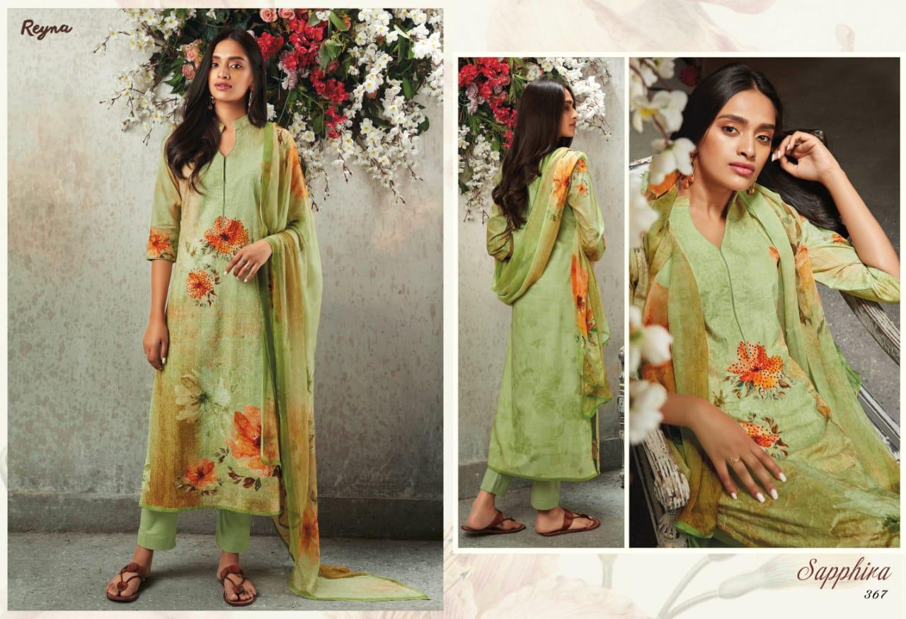 Sapphira By Reyna Fabric 361 To 367 Series Indian Traditional Wear Collection Beautiful Stylish Fancy Colorful Party Wear & Occasional Wear Lawn Cotton  With Embroidery And Digital Rpint Dress At Wholesale Price