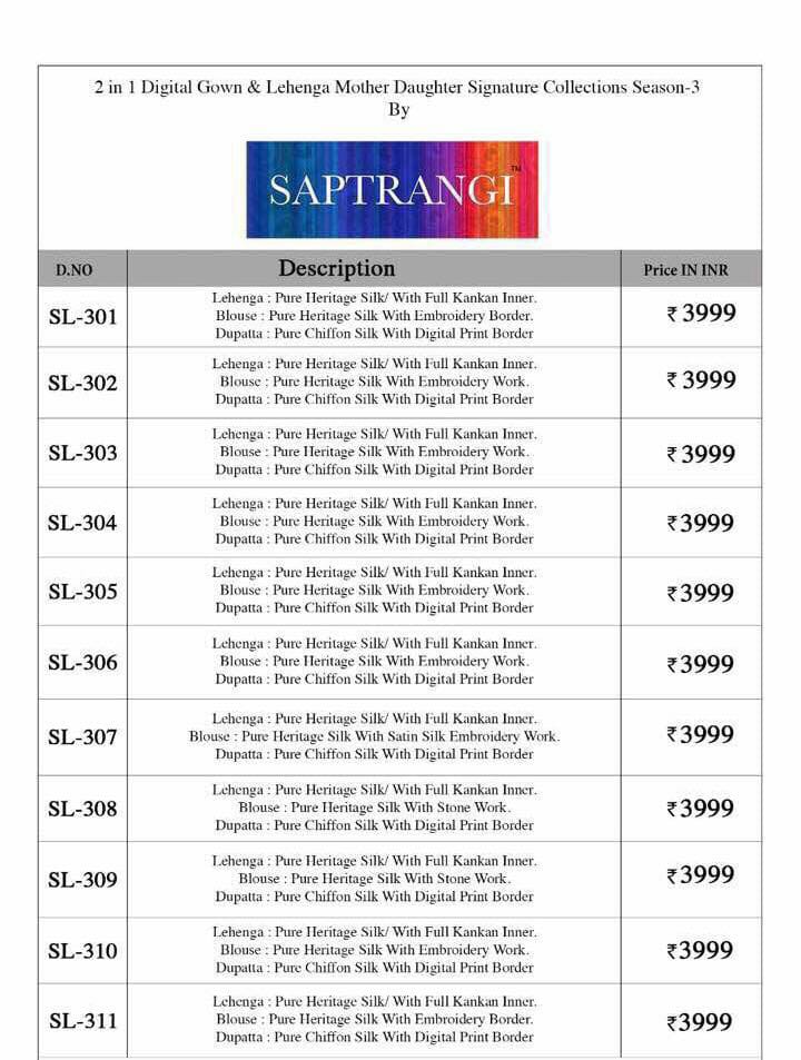 Saptrangi 301 Series By Saptrangi 301 To 311 Series Designer Wedding Collection Suits Beautiful Stylish Fancy Colorful Party Wear & Occasional Wear Net/georgette Embroidered Lehengas At Wholesale Price