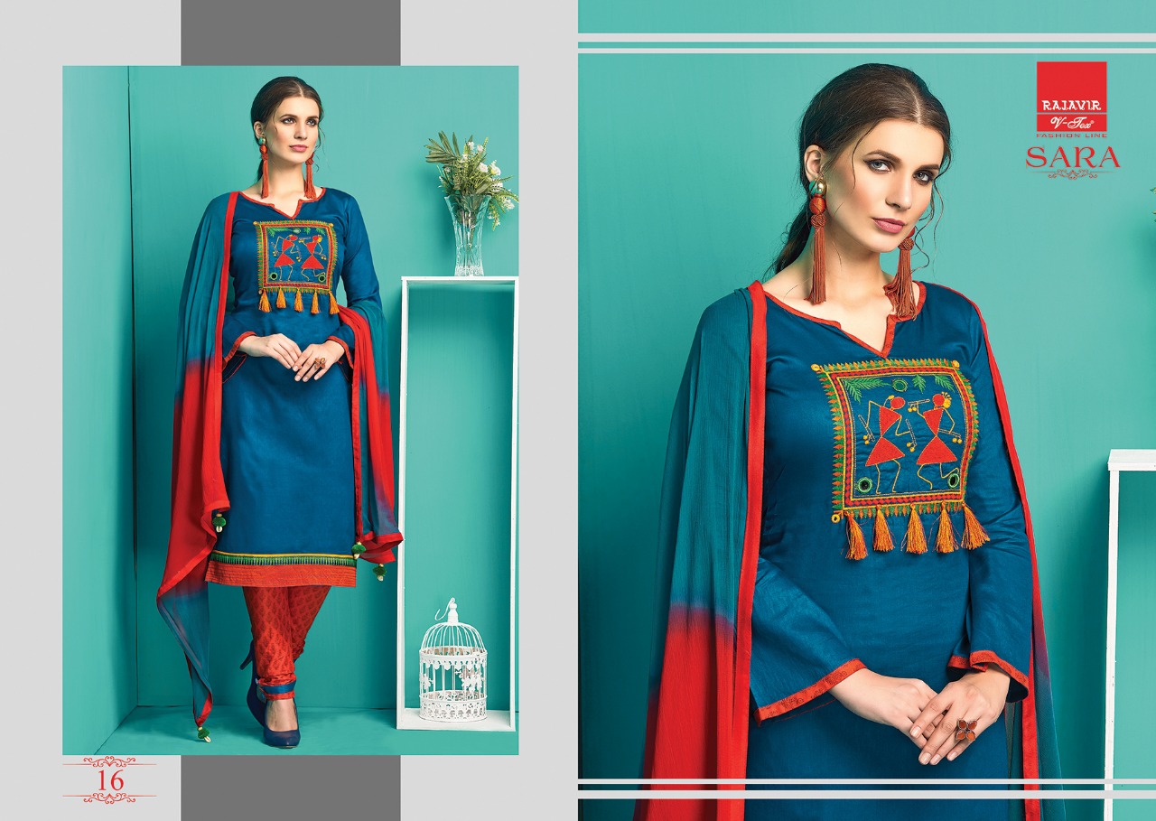 Sara By Rajavir Fashion Line 9 To 17 Series Beautiful Stylish Designer Embroidered Party Wear Pure Satin Cotton Embroidered Dresses At Wholesale Price