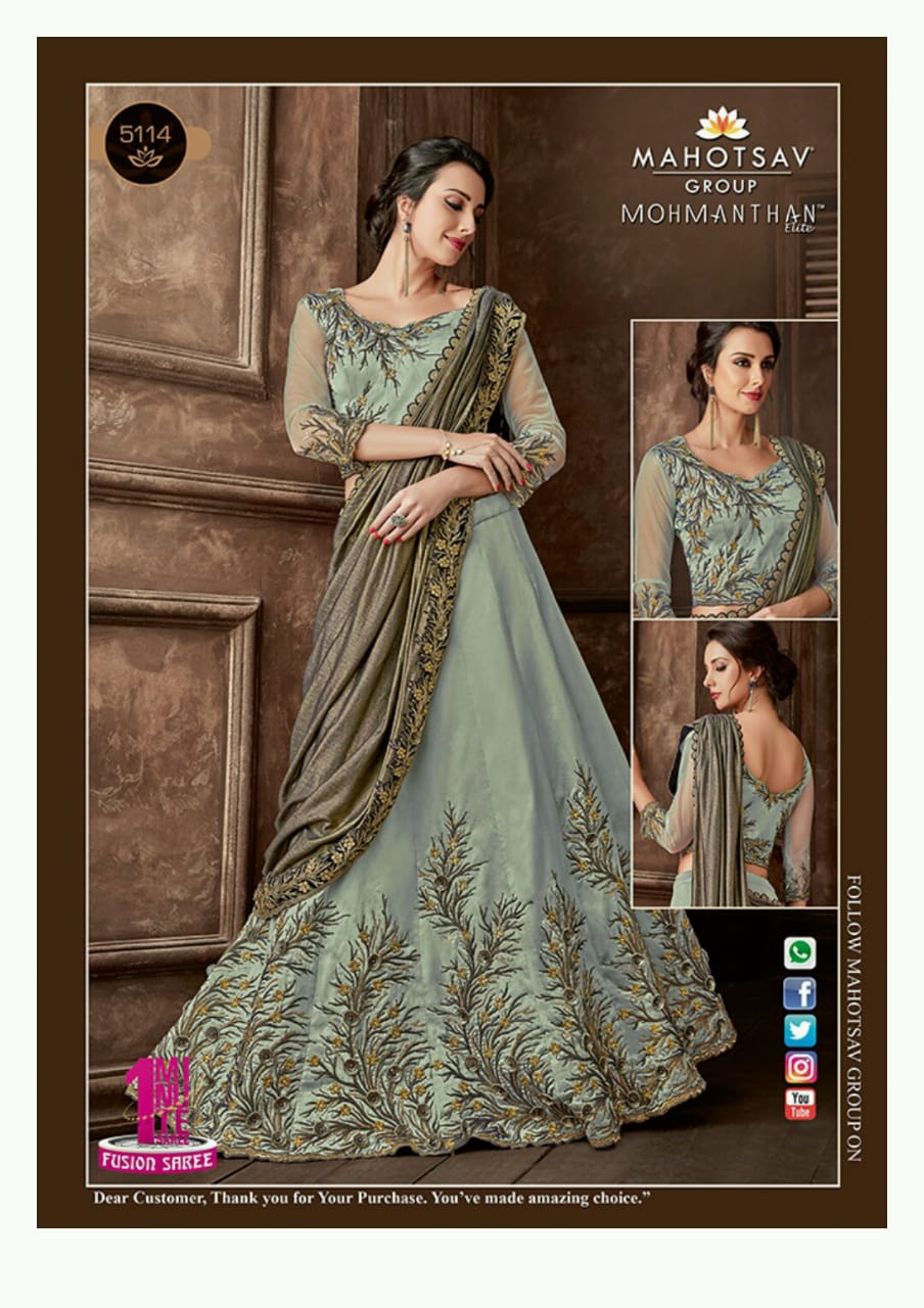 Sarabella By Mohmanthan 4707 & 5103 Series Indian Designer Wedding Collection Beautiful Stylish Fancy Colorful Party Wear & Occasional Wear Fancy Sarees At Wholesale Price